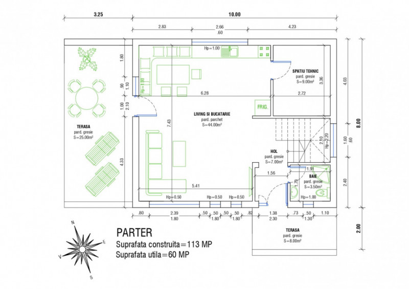 Casa dispusa pe parter si mansarda, 500mp teren